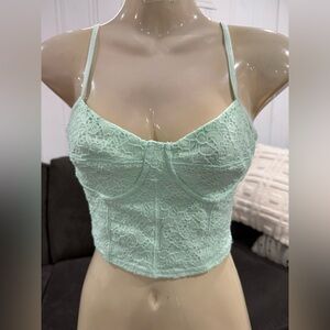 Garage Light Green crop Top